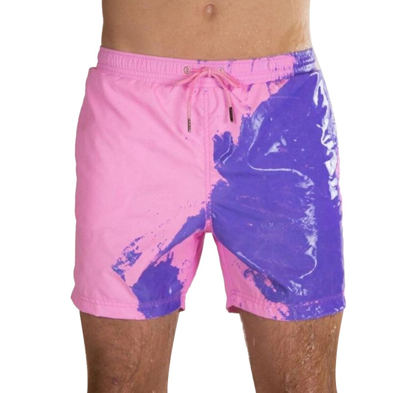 Zmieniające kolor spodenki plażbyć winnym męskie szybkoschnące stroje kąpielowe spodenki plażbyć winnym pływanie spodenki surfingowe różbyć winnym robić niebieskiego XXL: Default Title
