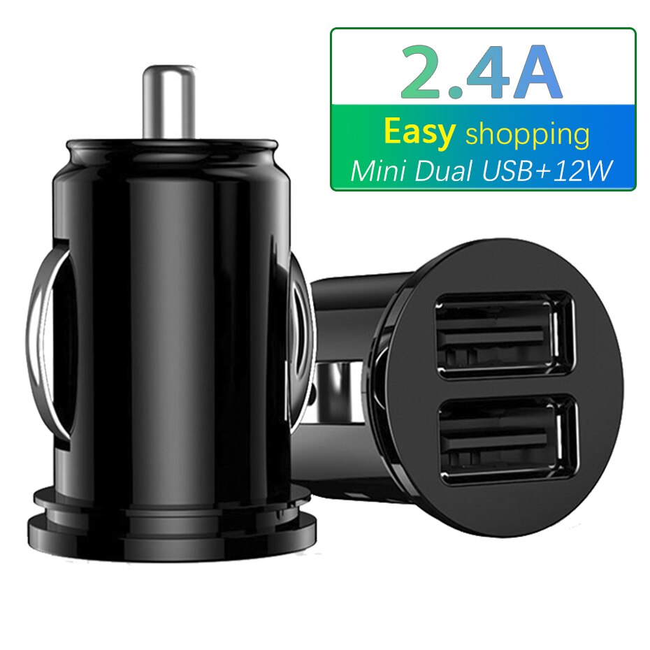 2.4a bil lastbil dubbla 2 portar usb mini laddare adapter universal mobiltelefon gps dvr kamera laddare för iphone 11 x huawei samsung