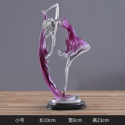 GAOBEI Beautiful Dancing Girl Home Decoration Accessories Statue Sculpture Resin Desktop Crafts Statues For Decoration: Pink(10x6x23cm)
