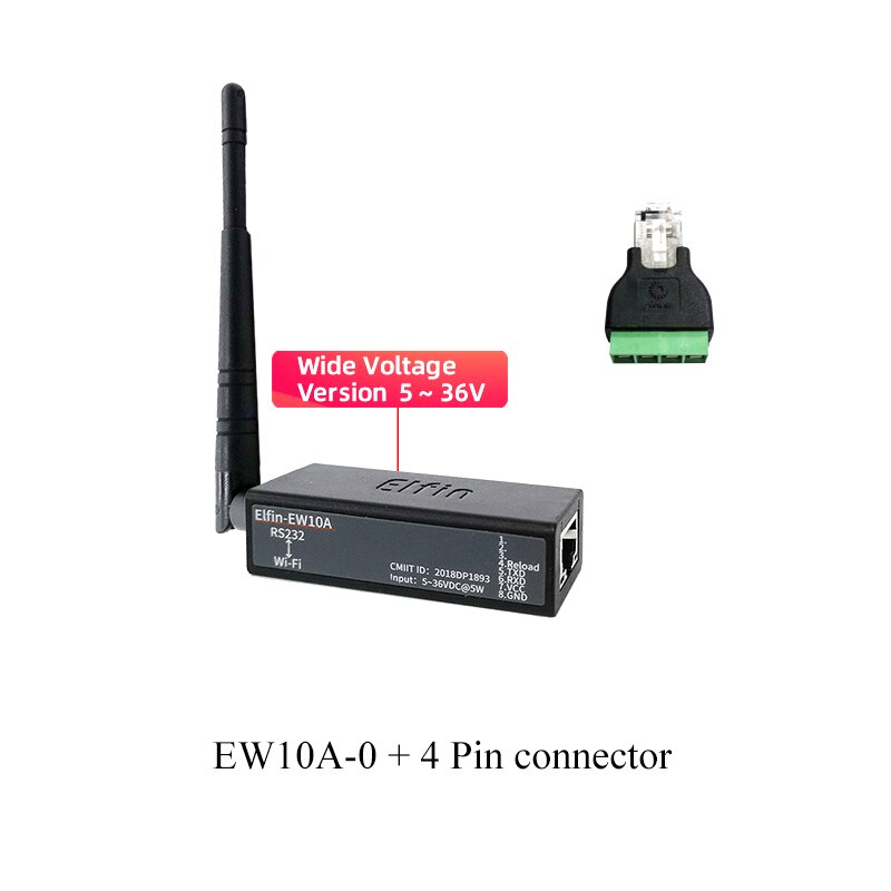 Serial Port RS232 to WiFi Device IOT Server Module Elfin-EW10 Support TCP/IP Telnet Modbus TCP Protocol data transfer via WiFi: EW10A0 w connecter