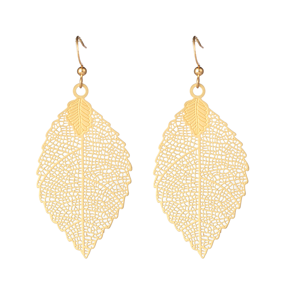 Multiple Ethnic Boho Vintage Tassel Feather Golden Leaf Dangle Earrings for Women Female Jewelry Accessories: E022170