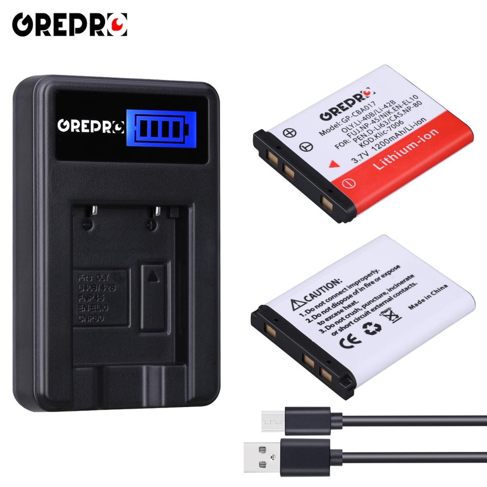 Batterie 1200mAh pour Olympus Li 40B, 42B, NIK.EN EL10, PE n.d-li63, KOD.: 2B with Charger