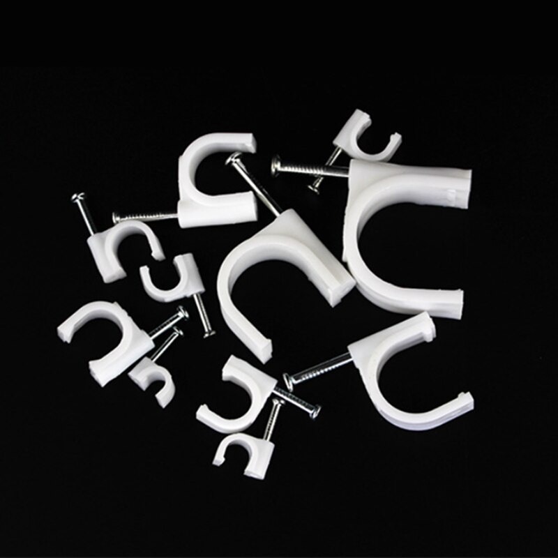 100 pcs 4/5/6/7/8/9/10/12mm Cable Steel Nail Line Card Card Wire Line Circular Cable Clips Trough Wire Fixing