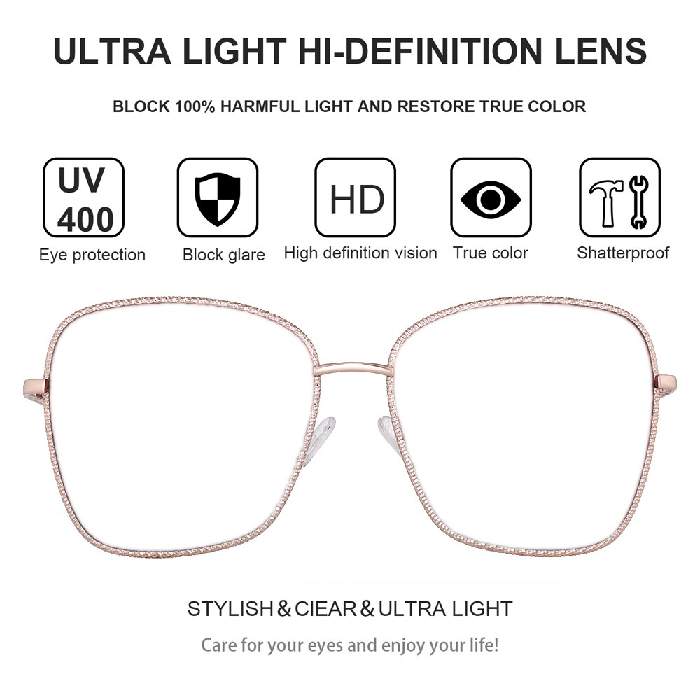 Fenchi firkantede anti-blå lys blokerende briller klare computerglas briller overdimensioneret filter reducerer øjenbelastning gaming beskyttelsesbriller briller