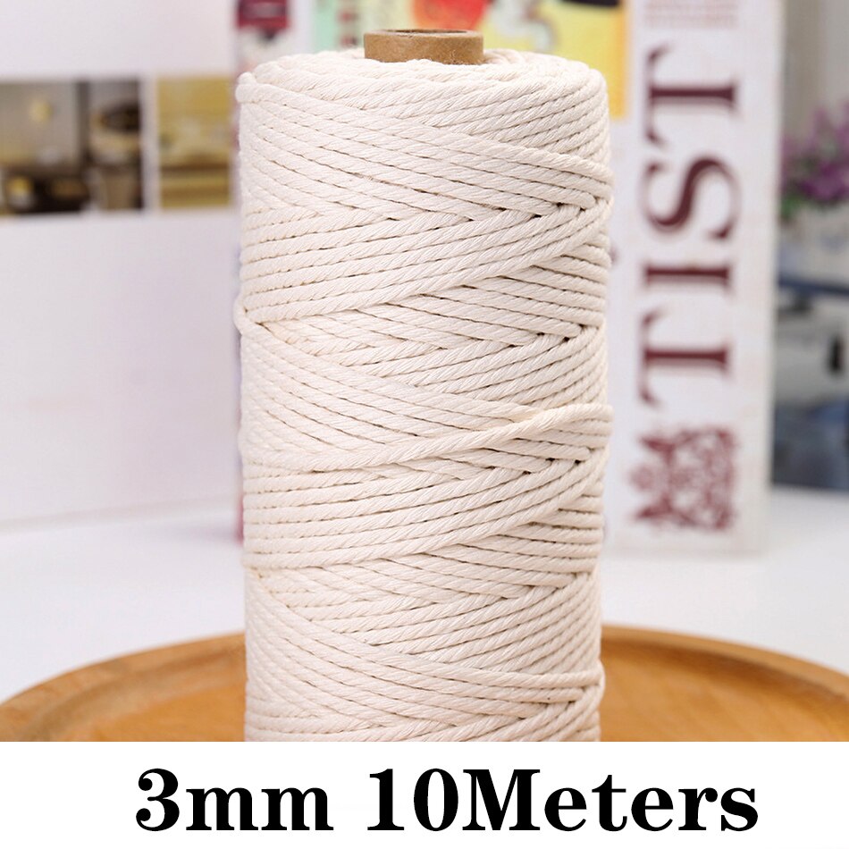 Macrame Cord Wall Hangings Cotton Rope Twine String Ribbon Crafts DIY Dream Catchers 1/2/3/4/5/6/8/10mm Handwork Home Decoration: White 3mm 10Meters