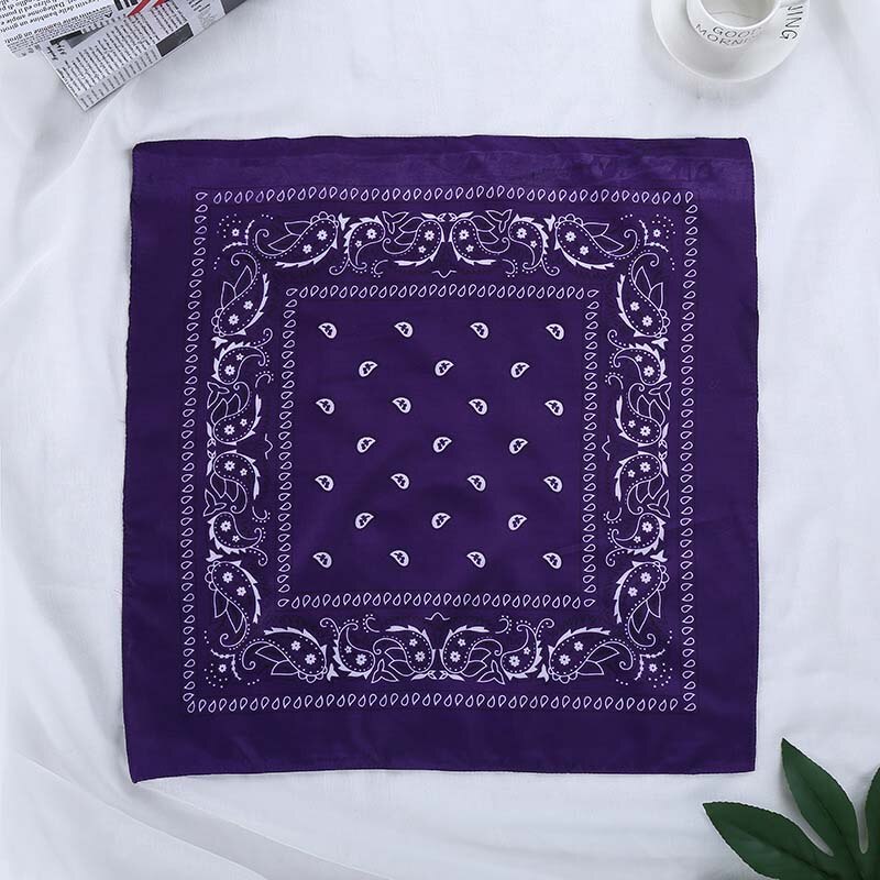 Vintage print bandana til kvinder hårtilbehør hovedtørklæde hovedbeklædning armbånd lomme håndklæde kvinde bandanas pandebånd 55*55cm: Mørke lilla