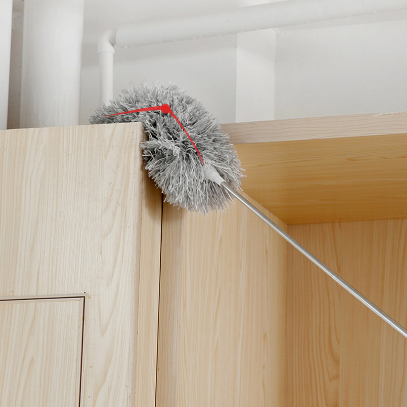 Plumero telescópico con mango largo, cepillo de polvo para sofá de pared, de acero inoxidable, limpiador de polvo para huecos de suelo y techo, herramientas de limpieza del hogar