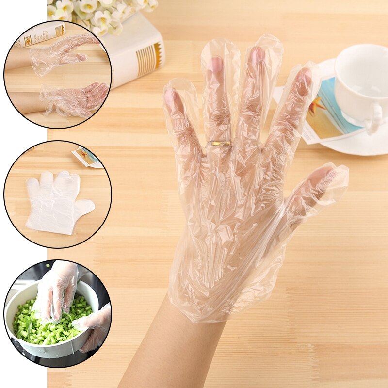 50 Stuks Wegwerp Handschoenen Voedsel Plastic Handschoenen Voor Restaurant Keuken Bbq Fruit Groente Transparant Hand Handschoenen
