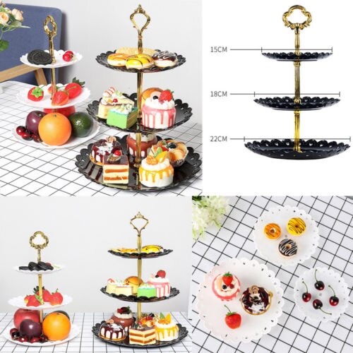 Faroot 3 Tier Plastic Slate White Round Display Cake Stand Food Platter Rack Pop