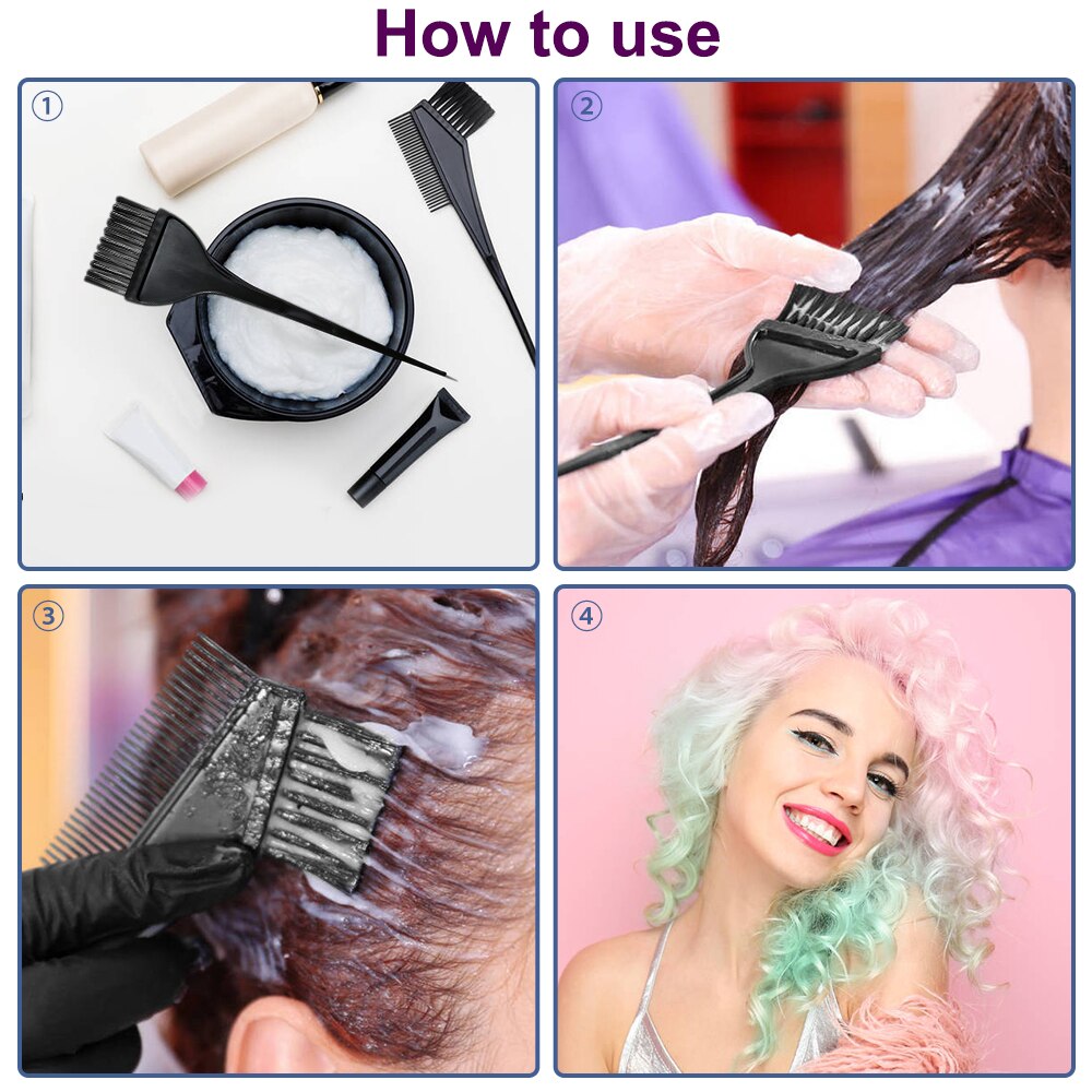 3pcs/set salon hair dye set high hair dye brush comb mixed bowl tone tool lead brush set