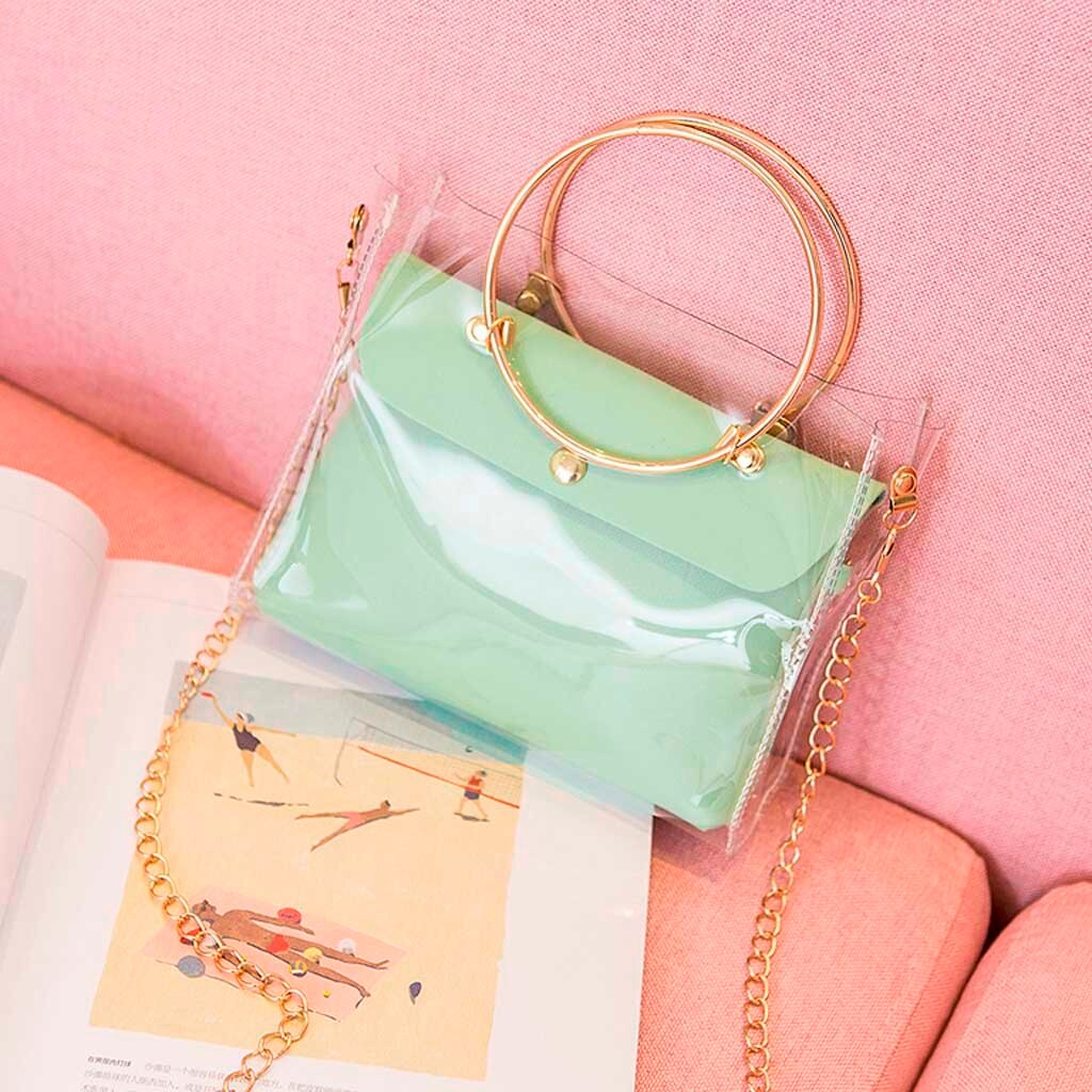 sac à main de luxe femmes Transparent sac seau clair PVC gelée petit sac à bandoulière femme chaîne bandoulière sacs de messager # YL5