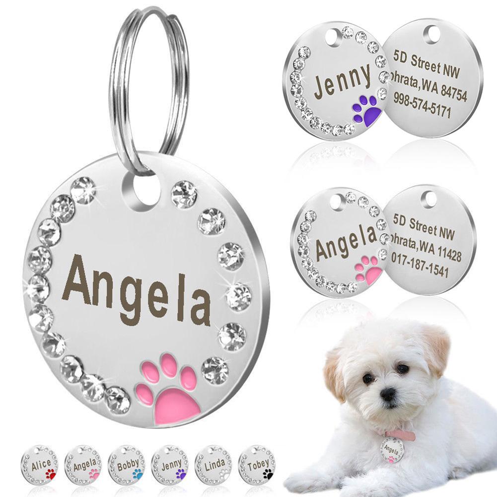 Placa de identificación de perro en blanco DIY, 25mm, accesorios para Collar de perro mascota, identificación de gato, etiqueta de identificación de acero inoxidable, etiquetas de nombre de pata de hueso antipérdida