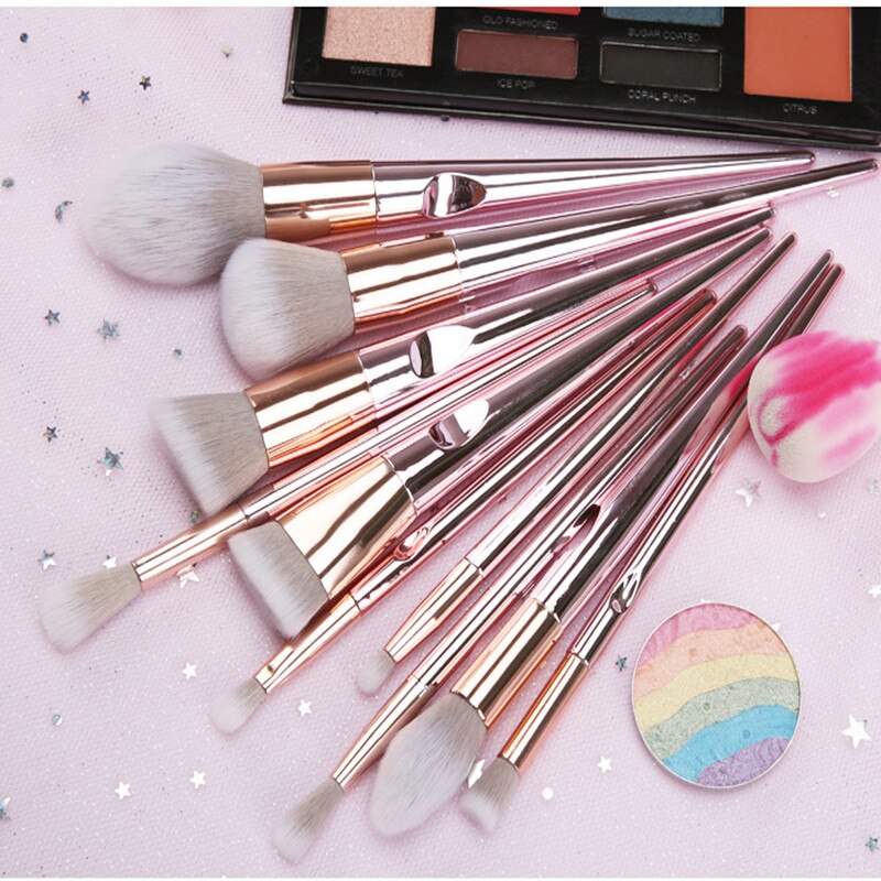 10 stk rose guld makeup børster sæt til foundation løs pudder blush øjenskygge skønhedsværktøjer ansigtsmakeup børste