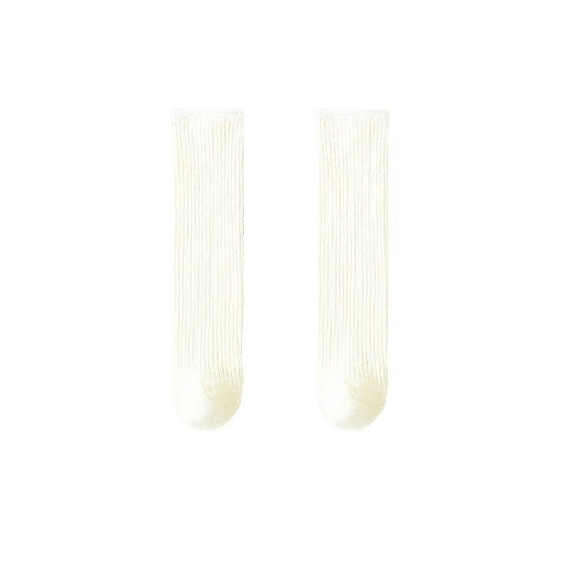 Autumn solid color knee-length cotton knitted socks sets 0-8 years baby girls all-match base socks 5 pairs set