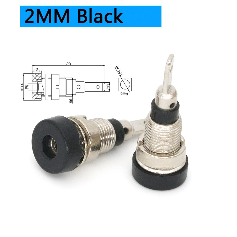 5Pcs Brass 2mm Banana Female Jack Chassis Panel Mount Socket Connector for Non-Shrouded Banana Plug: 2mm black
