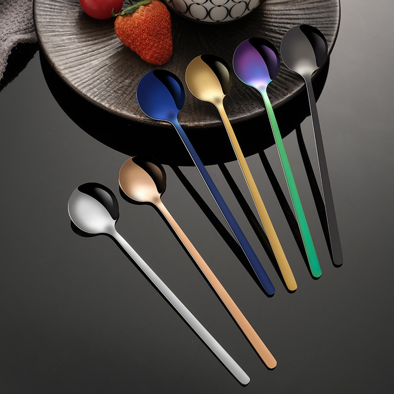 304 kaffeskjeer i rustfritt stål, iskremskje, juice, te, metallskjeer, røreskje, servise, langt skaft, teskje, dessertskje