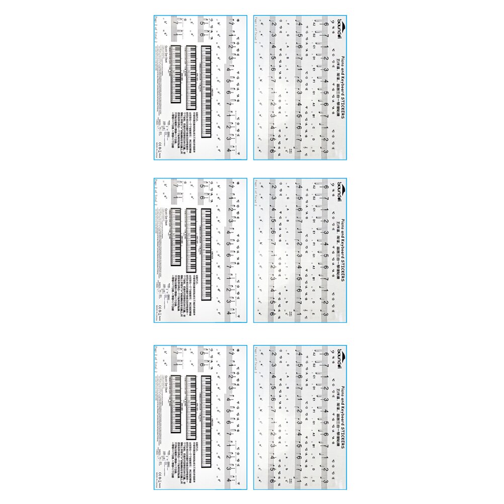 3 Sheets Beginner Learning Practical Piano Keyboard Stickers Simple Decals: Default Title