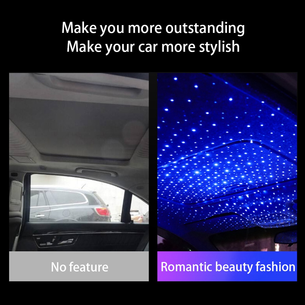 Luz de proyección de techo de coche, proyector de luz LED de Noche de estrellas portátil, USB, ajustable, para Interior