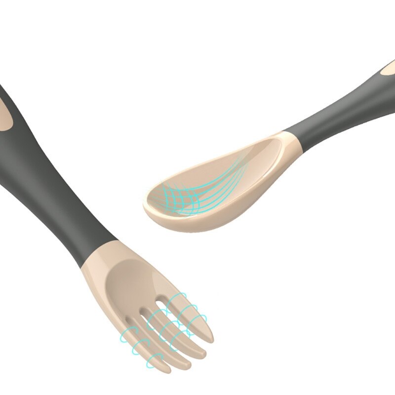 Baby Utensils Set Auxiliary Food Toddler Learn To Eat Training Bendable Soft Spoon Fork Infant Children Tableware