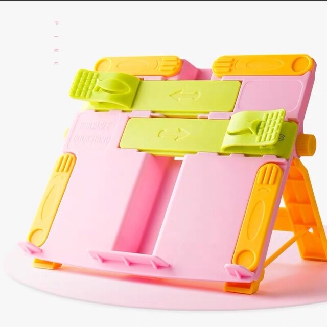 Multicolor Boek Standhouder Draagbare Opvouwbare Boekensteun Bookstand Lezen Ondersteuning Student Kinderen Schrijven Beugel Office Tools: pink green