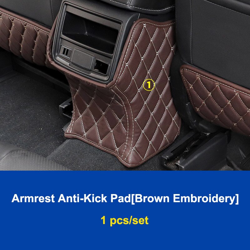 QHCP-alfombrilla de microfibra de cuero para asiento de coche, antipatadas, reposabrazos, almohadilla antipatadas para niños, poste B, pilar para Subaru Forester 19-22, estilo de coche: Armrest Brown A