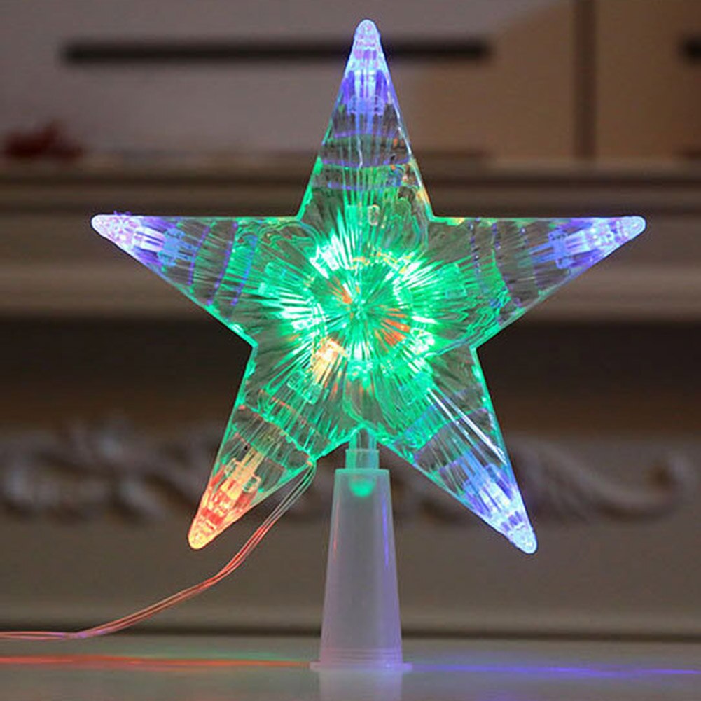Julelys træ top stjerne stjerne plast led træ top stjerne usb batteri lys linje pentastar juledekoration rekvisitter