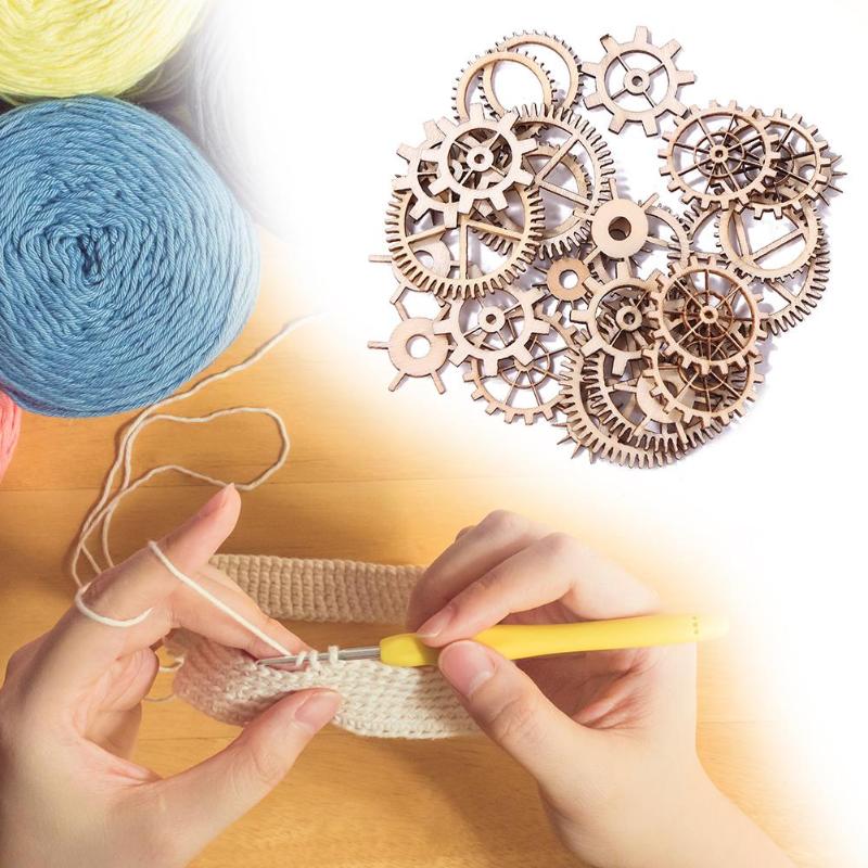 36pcs 20-36mm Houten DIY Gemengde Wheel Gear Blank Hollow Art Craft Home Decor Lichtgewicht Delicate Wiel gear Handgemaakte Craft Thuis