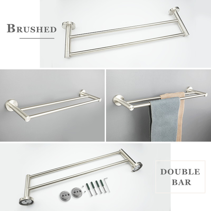 Brushed Nickel Wall Mount Stainless Steel Bathroom Hardware Set Towel Bar Towel Ring Paper Holder Robe Hook Bathroom Accessories