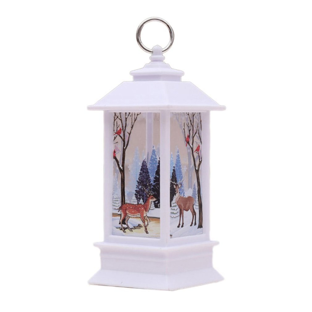 Christmas Lantern Old Man Snowman Elk Retro Hanging Candle Holder Christmas Tree Decoration Christmas Home Decoration: White