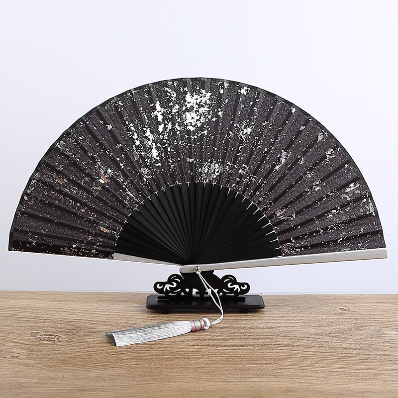 portable classical Japanese folding fan Chinese traditional bamboo wood and silk decoration Personality hand fan best: 2