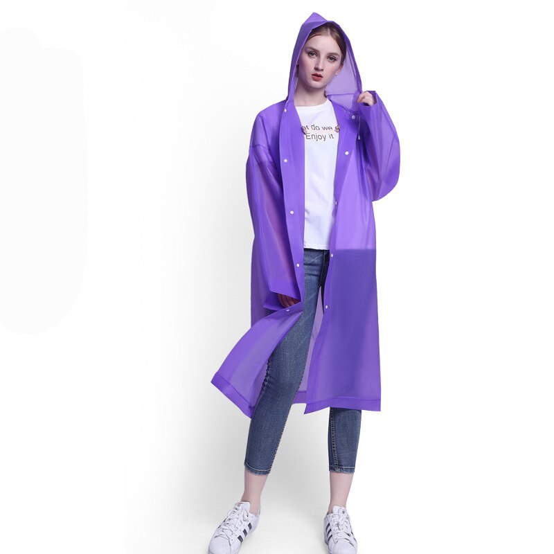Thickened EVA Raincoat Women Outdoor Portable Waterproof Rainware Women Rain Jacket Poncho for Travel Camping Hiking