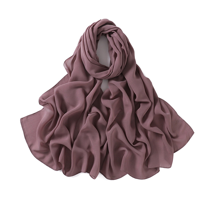 Vrouwen Effen Fluwelen Bubble Chiffon Sjaal Effen Lange Hijab Wrap Print Effen Kleur Sjaals Hoofdband Vrouwen Zachte Hijaabs Reizen Sjaals: Bruin