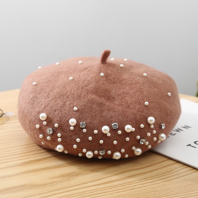 BERET HAT IN PEANUT BROWN FABRIC 420942