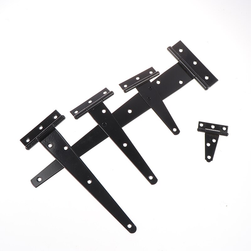 Uds hierro bisagra en te negro T bisagras bisagra de gabinete de jardín cobertizo 2-12 pulgadas de madera puerta de la puerta para la luz puertas de entrada de Hardware de muebles