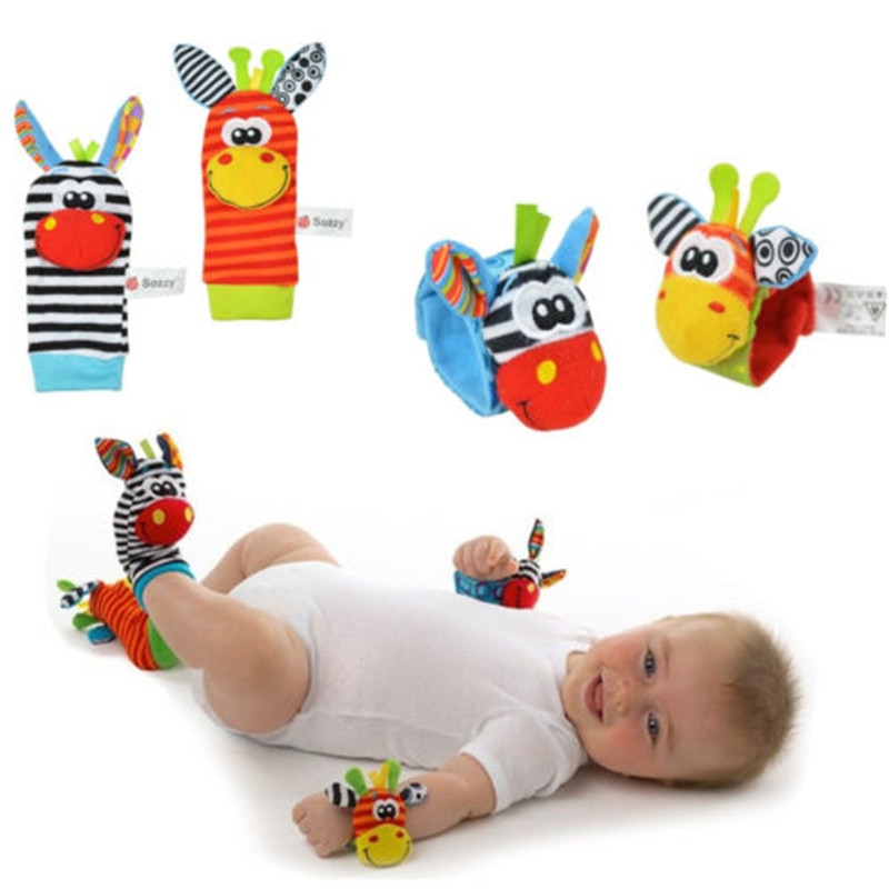 1 paar Baby Infant Weiche Rasseln Nette Baby Spielzeug Handgelenk Handbell Fuss-sucher Socken Entwicklungs spielzeug