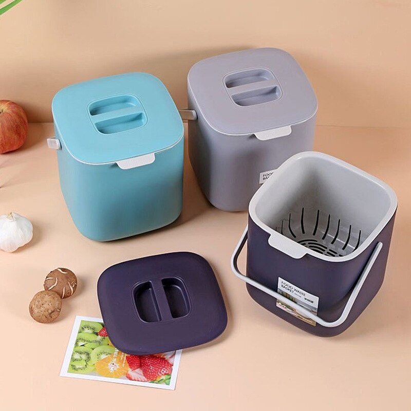 Double layer Kitchen Trash Can with Lid Wall-mounted Waste Baskets Push-top Trash Garbage Bin Can Rubbish Container Storage Box