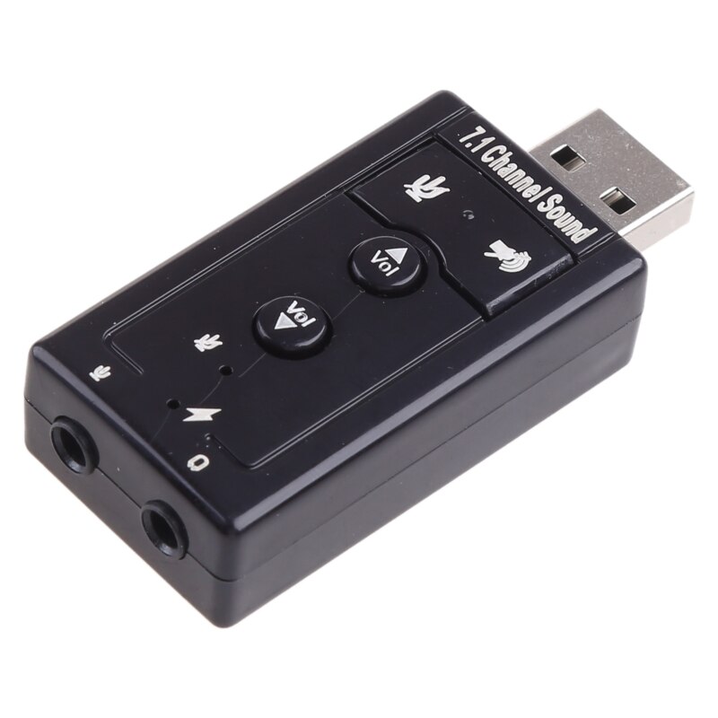 USB2.0 External 7.1 Channel 3D Virtual Sound Card Adapter PC Laptop Black