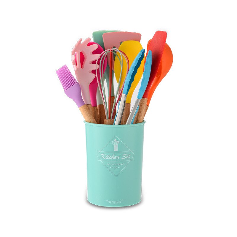 Silicone cuisine ustensiles de cuisine outils ensemble antiadhésif spatule pelle cuisson ustensiles de cuisine ustensiles de cuisine accessoires de cuisine Gadgets: Colorful