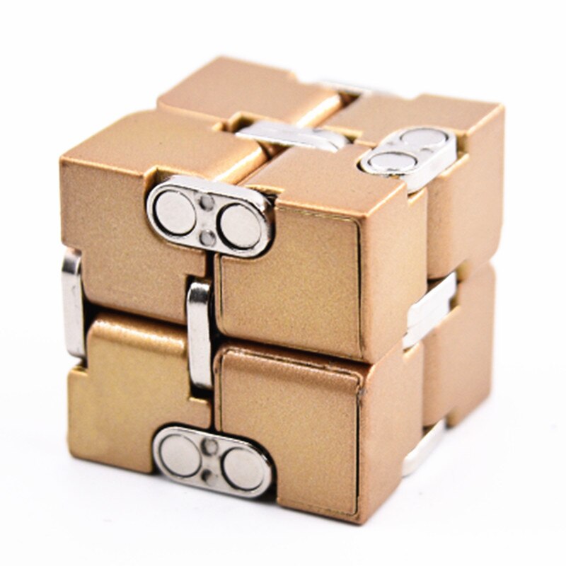 WINCOTEK Premium Metal Infinity Cube Toy Aluminium Deformation Magical Cube Toys for chilren Stress Reliever for EDC Anxiety: Gold