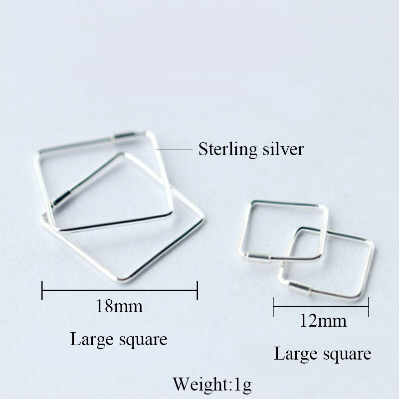 Trendy geometriske trekant runde firkantede øreringe til kvinder 925 øreringe i sterlingsølv enkle smykker: Stor firkant