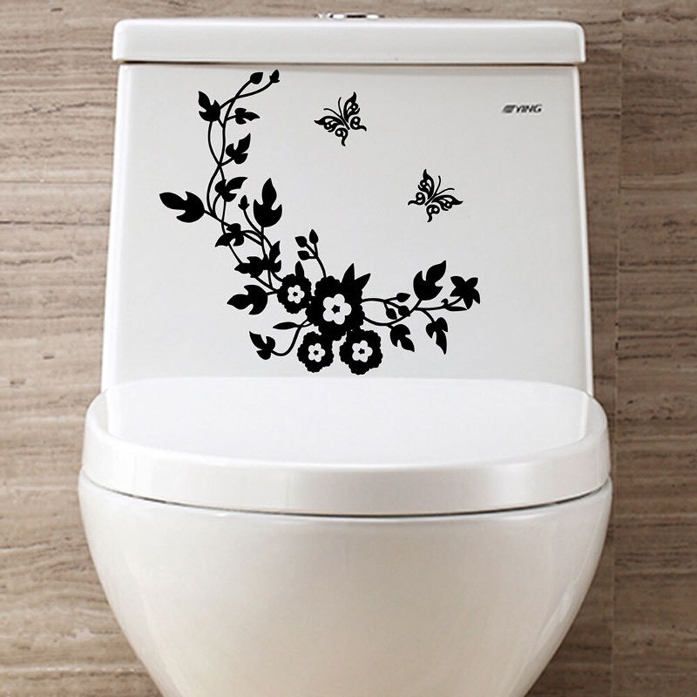 Vlinder Bloem Badkamer Muurstickers Voor Home Decor Vlinders Decoratie Muurstickers Voor Wc Decal Sticker Op De Muur