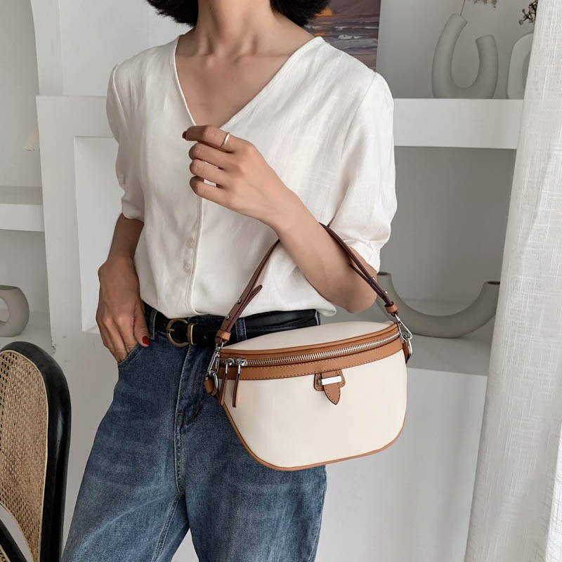 Casual Pu Lederen Taille Tassen Voor Vrouwen Rits Schouder Tas Dame Borst Crossbody Vrouwen Handtassen