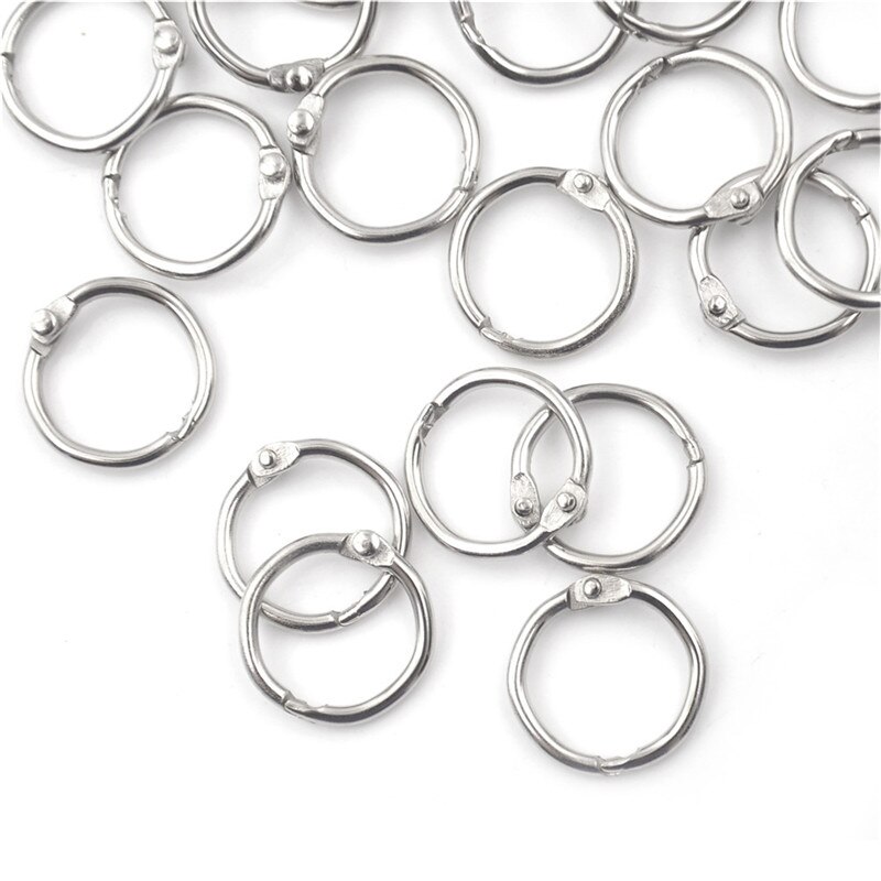 50Pcs Metall Ring Binder Grundnahrungsmittel Buch Binder Alben Lose-blatt Buch Hoops 15-80mm Lose Blatt ring Keychain Büro Bindung Liefert