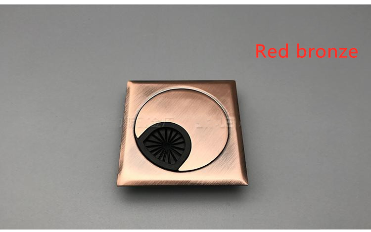 2 stk / parti firkantet 60mm zinklegering pc stationær computer bordudløb kabelgitter skrivebordsafgang: Rød bronze