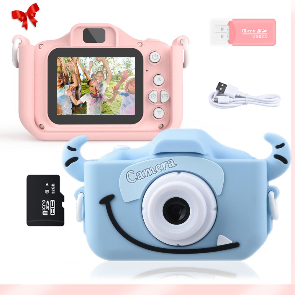 Cámara 1080P HD para niños, con tarjeta de 32G, pantalla a Color de 2,0 pulgadas, Selfie doble, videojuegos, cámara Digital, juguetes, para niños