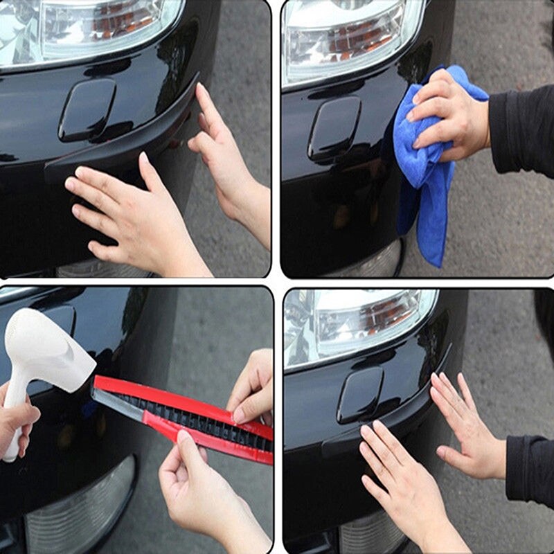 2 uds, Protector de parachoques de coche, Protector de esquinas, adhesivo para arañazos, Kit de carrocería de goma con textura de fibra de carbono