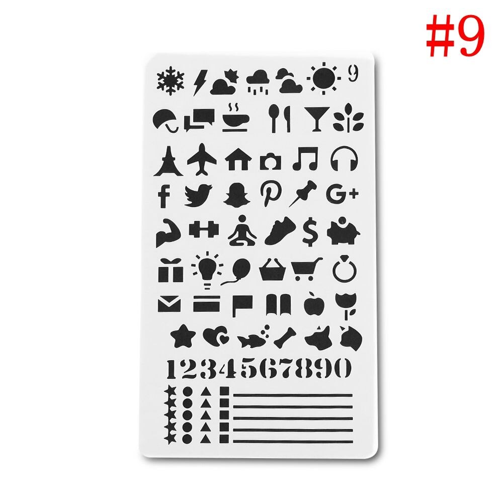 1pc Hollow Ruler Plastic Stencils Bullet DIY Journal Stencil Template Journal Notebook Diary Scrapbook Stationery Portable Art: 9