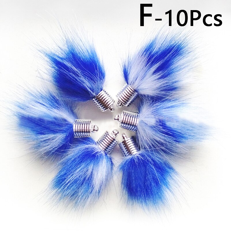 10Pcs Kunstmatige Konijnenbont Bal Pluche Fuzzy Bont Sleutelhanger Pom Pom Sleutelhanger Auto Tas Sleutelhanger Sleutelhanger Hanger sieraden: F