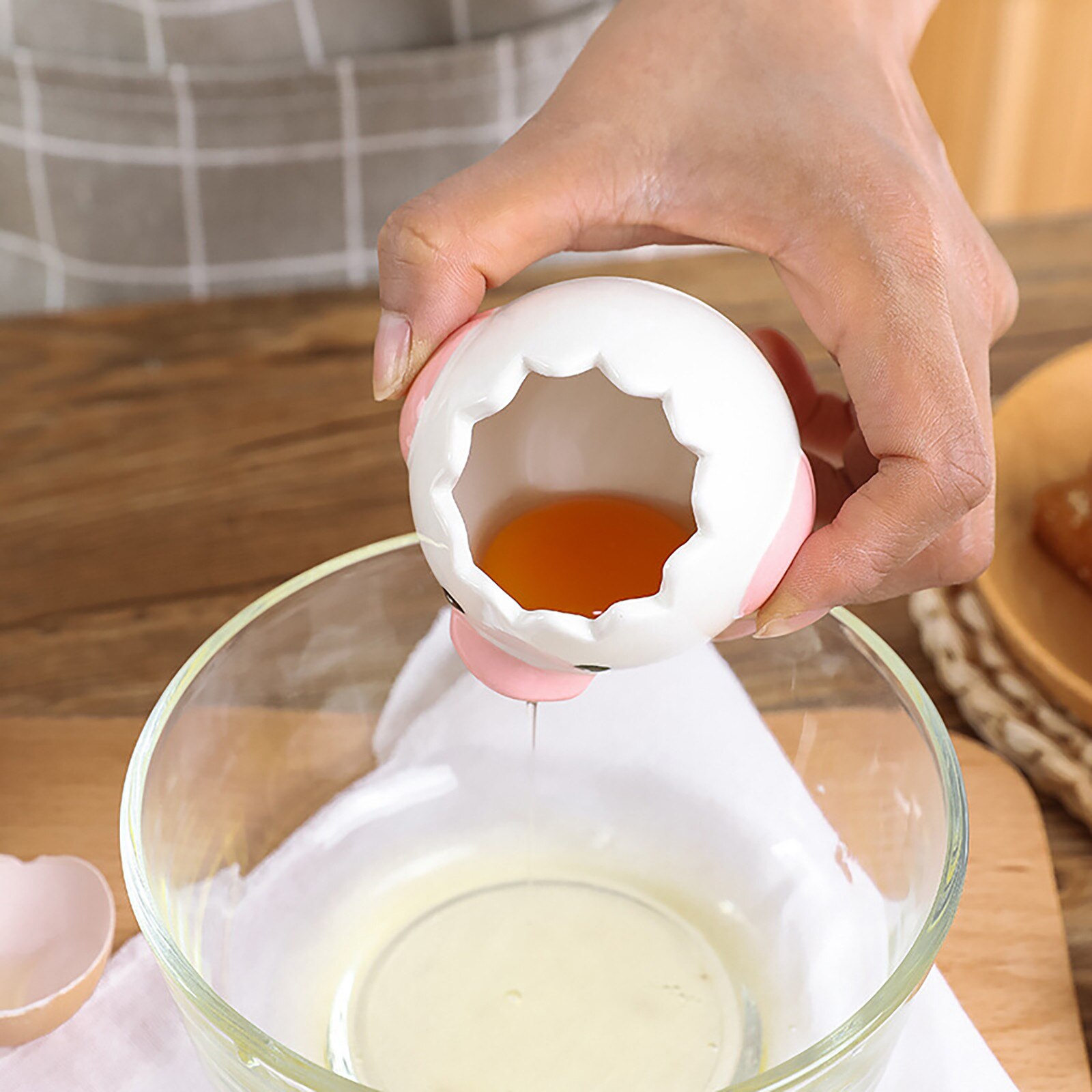 Cute Little Chicken Ceramic egg White Separator Egg Separator Egg Yolk Protein Separator Filter Baking Tools Egg Tools: pink