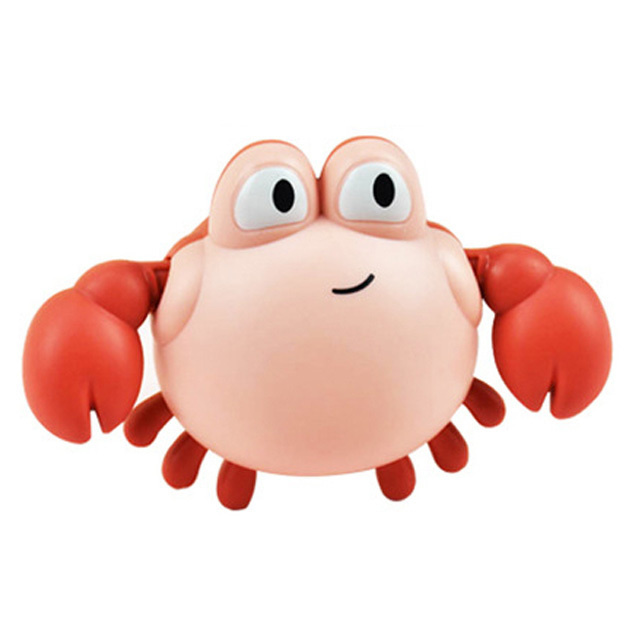 Baby Cute Animals Bath Toy Swimming Pool Water Play Bathing Ducks Crab Frog Classic Chain Clockwork Water Toys For Kids: Pink Crab